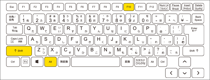 AltとShiftキーを押したままF10キー