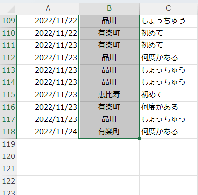 一番下まで一気に選択できた