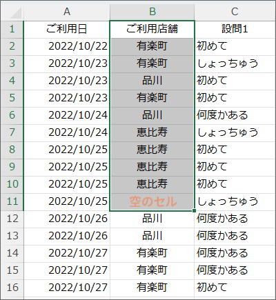 空のセルを飛び越えたセルでも一旦止まる