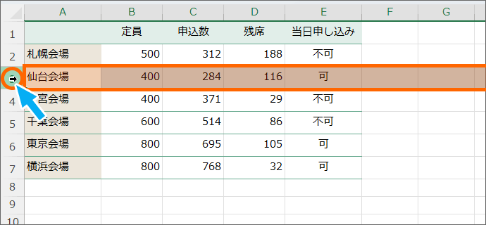 1行を選択