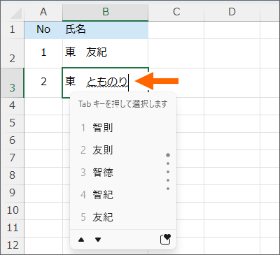 入力情報によってふりがなの表示が変わる