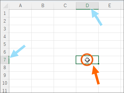 D列の列番号と7行目の行番号