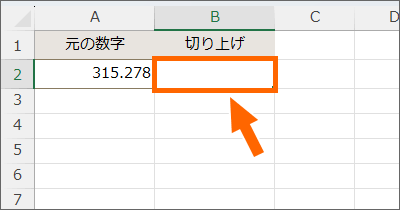 切り上げた結果を表示させたいセル