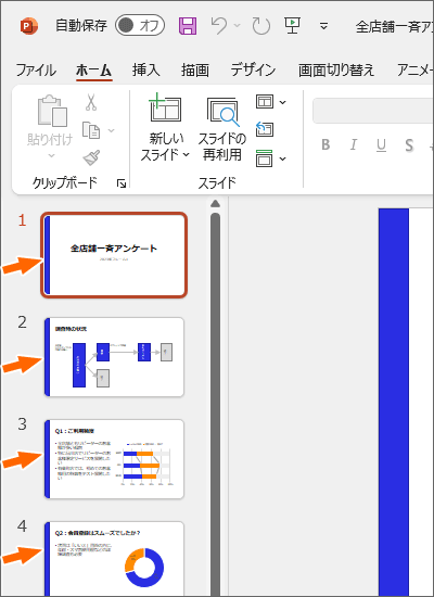 全スライドに図形が表示された