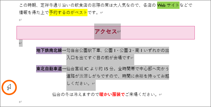 Wordの書式のクリアでまとめて書式解除