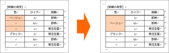 Word表で 罫線を消す は セルの結合 と 透明な線を引く こと